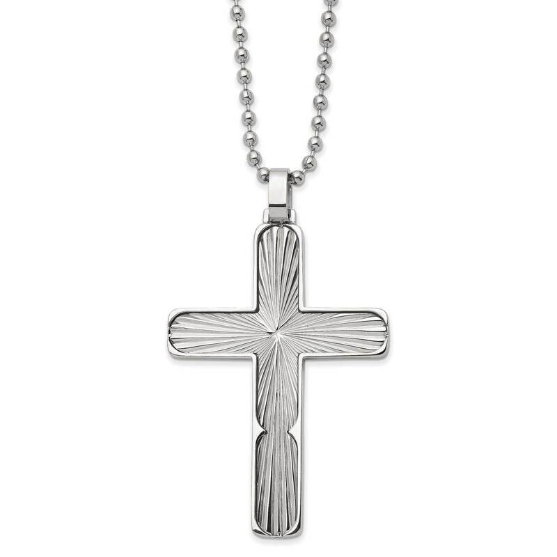 Textured Cross 22 Inch Necklace Stainless Steel Polished SRN2993-22 by Chisel, MPN: SRN2993-22, 191…