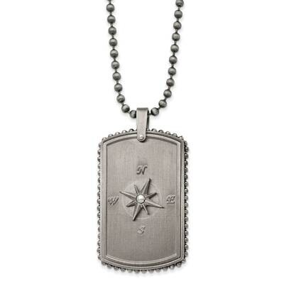 Antiqued White Bronze-Plated Moveable Compass Necklace Stainless Steel SRN2991-24 by Chisel, MPN: S…