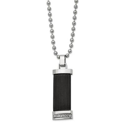 22 Inch Polished Black Ip-Plated with Preciosa Crystal Necklace Stainless Steel SRN2990-22 by Chise…