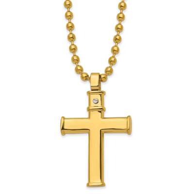Yellow Ip-Plated Cross 22 Inch Necklace Stainless Steel Polished SRN2979-22 by Chisel, MPN: SRN2979…