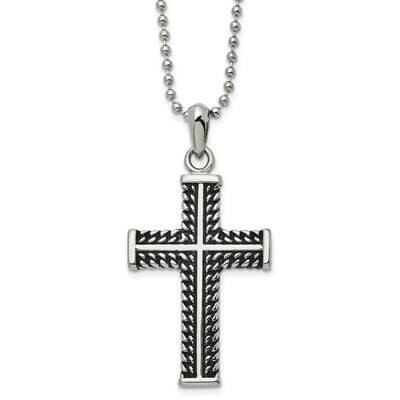 Antiqued and Polished Cross 22 Inch Necklace Stainless Steel SRN2976-22 by Chisel, MPN: SRN2976-22,…