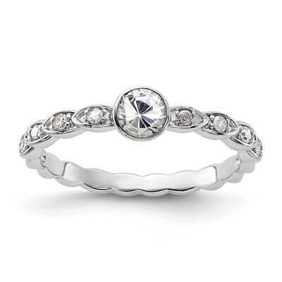 Sterling Silver White Topaz and Diamond Ring RLS6325/WHTOP-SSAS45
