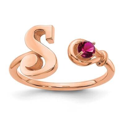 Rose-Gold Letter S with Birthstone Ring Sterling Silver XNR81SRP, MPN: XNR81SRP, 196904016350