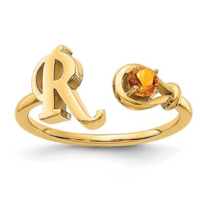 Letter R with Birthstone Ring Sterling Silver Gold-plated XNR81RGP, MPN: XNR81RGP, 191101994593
