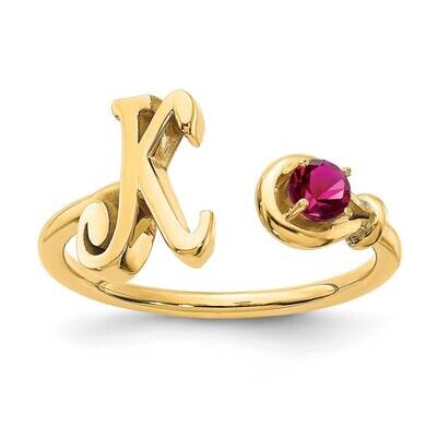 Letter K with Birthstone Ring Sterling Silver Gold-plated XNR81KGP, MPN: XNR81KGP, 191101994524