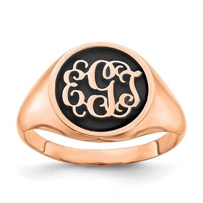 Antiqued Background Monogram Ring 14k Rose Gold Polished XNR68R, MPN: XNR68R, 196904018842
