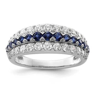 Created Blue Sapphire and Lab Grown Diamond Si1/Si2, G H I, Ring 14k White Gold RM9155-CSA-093-7WLG…