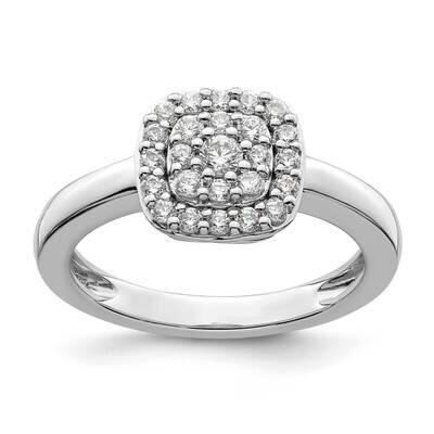 Si1/Si2, G H I, Squared Halo Ring 14k White Gold Lab Grown Diamond RM9127-044-WLG, MPN: RM9127-044-…