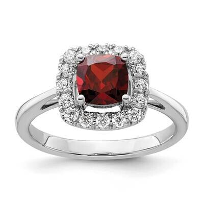 Garnet Halo Ring 14k White Gold Lab Grown Diamond RM9037-GA-028-WLG, MPN: RM9037-GA-028-WLG, 883957…
