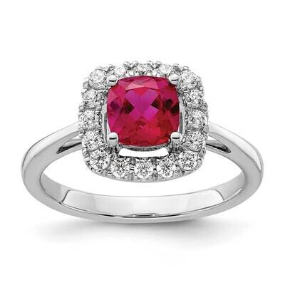 Created Ruby Halo Ring 14k White Gold Lab Grown Diamond RM9037-CRU-028-WLG, MPN: RM9037-CRU-028-WLG…