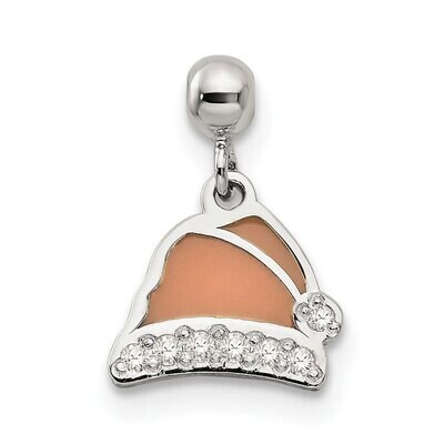 Enamel with CZ Diamond Dangle Santa Hat Charm Sterling Silver Mio Memento QMM239, MPN: QMM239,