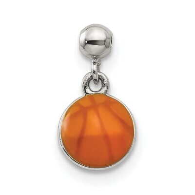 Basket Ball Charm Sterling Silver Enamel Dangle QMM222, MPN: QMM222,