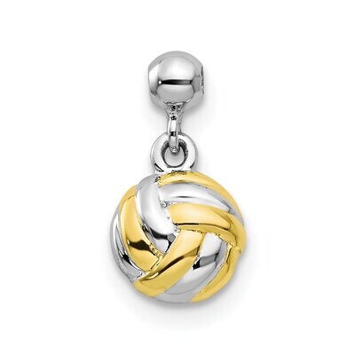 Volley Ball Charm Sterling Silver Rhodium &amp; Gold Tone QMM221, MPN: QMM221,