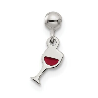 Wine Glass Charm Sterling Silver Enamel Dangle QMM208, MPN: QMM208,