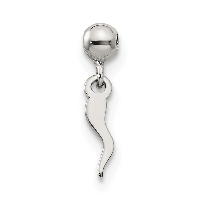 Italian Horn Symbol Charm Sterling Silver Dangle QMM206