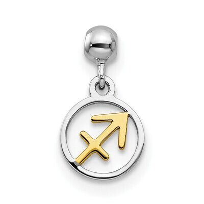 Sagittarius Charm Sterling Silver Rhodium &amp; Gold Tone QMM203, MPN: QMM203,