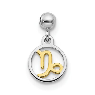 Capricorn Charm Sterling Silver Rhodium &amp; Gold Tone QMM200, MPN: QMM200,