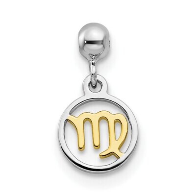 Dangle Virgo Charm Sterling Silver Rhodium &amp; Gold Tone QMM196, MPN: QMM196,