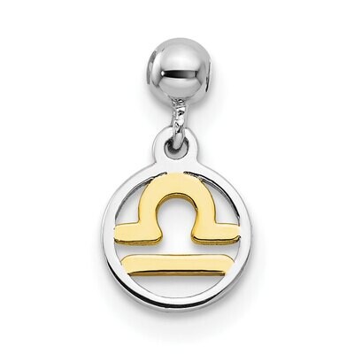 Dangle Libra Charm Sterling Silver Rhodium &amp; Gold Tone QMM194, MPN: QMM194,