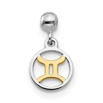 Dangle Gemini Charm Sterling Silver Rhodium &amp; Gold Tone QMM193, MPN: QMM193,