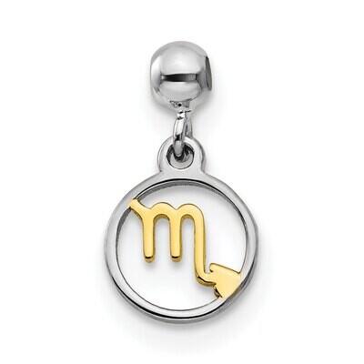 Dangle Scorpio Charm Sterling Silver Rhodium &amp; Gold Tone QMM192, MPN: QMM192,