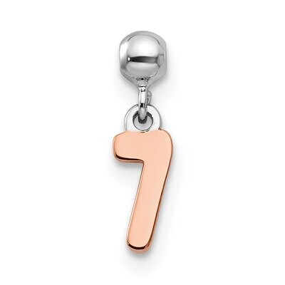 Number 7 Charm Sterling Silver Rhodium &amp; Rose Tone QMM191N7, MPN: QMM191N7,
