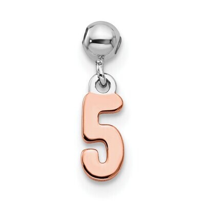 Number 5 Charm Sterling Silver Rhodium &amp; Rose Tone QMM191N5, MPN: QMM191N5,