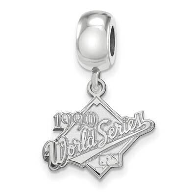 LA 1990 Reds World Series Champs Small Dangle Bead Charm Sterling Silver Rhodium-plated SS001RDS90,…