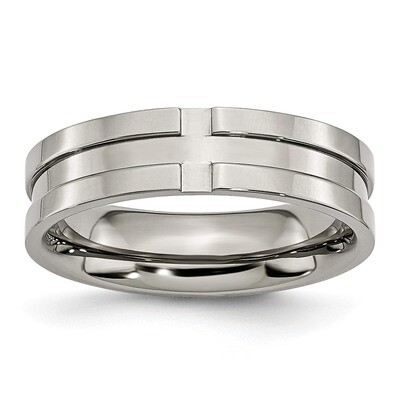 Grooved 6mm Polished Band Titanium TB165-10