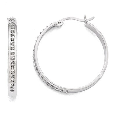 Mystique Round Hoop Earrings Sterling Silver with Diamonds QDF123, MPN: QDF123, 191101187315