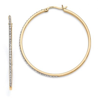 Mystique Round Hoop Earrings Sterling Silver &amp; Gold-plated with Diamonds QDF122, MPN: QDF122, 19110…