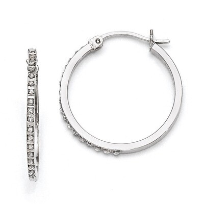 Mystique Round Hoop Earrings Sterling Silver with Diamonds QDF117, MPN: QDF117, 191101187278