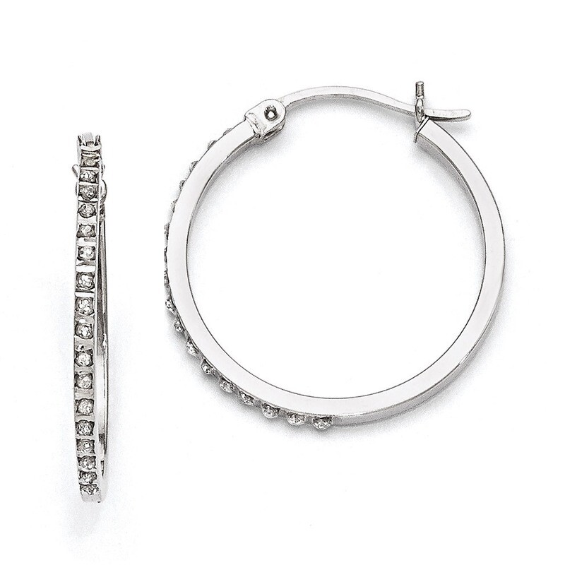 Mystique Round Hoop Earrings Sterling Silver with Diamonds QDF117