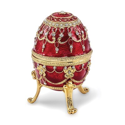 Imperial Red Musical Jewelry Egg Enamel on Pewter by Jere, MPN: BJ2062R, 191101595011