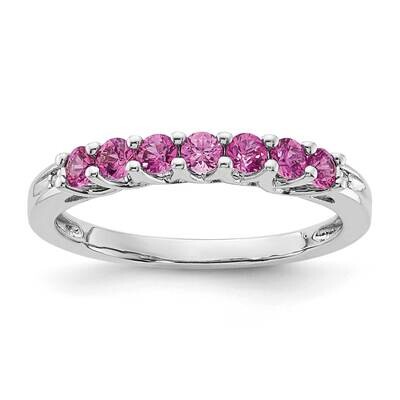 Sterling Silver Polished Cr Pink Sapphire and Diamond Ring RLS6695/CRPKSA-SS-7