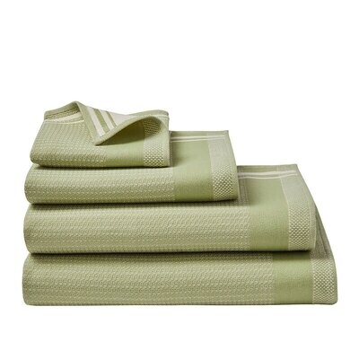 Le Jacquard Francais Duetto Green Hand Towel 20 x 39 Inch 28653 Set of 4, MPN: 28653, 3660269286538