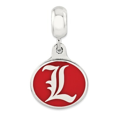 University of Louisville Collegiate Enameled Dangle Bead Sterling Silver QRS3088