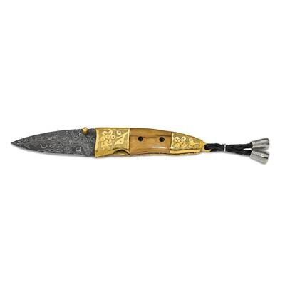Limited Edition Damascus Steel 256 Layer Woolly Mammoth Ivory Folding Knife KN1375, MPN: KN1375, 19…