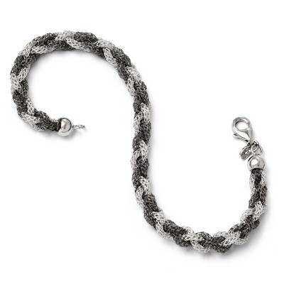 Leslie&#39;s Rhodium Twisted Mesh Bracelet 7 Inch - Sterling Silver HB-QLF194-7, MPN: QLF194-7, 1911012…