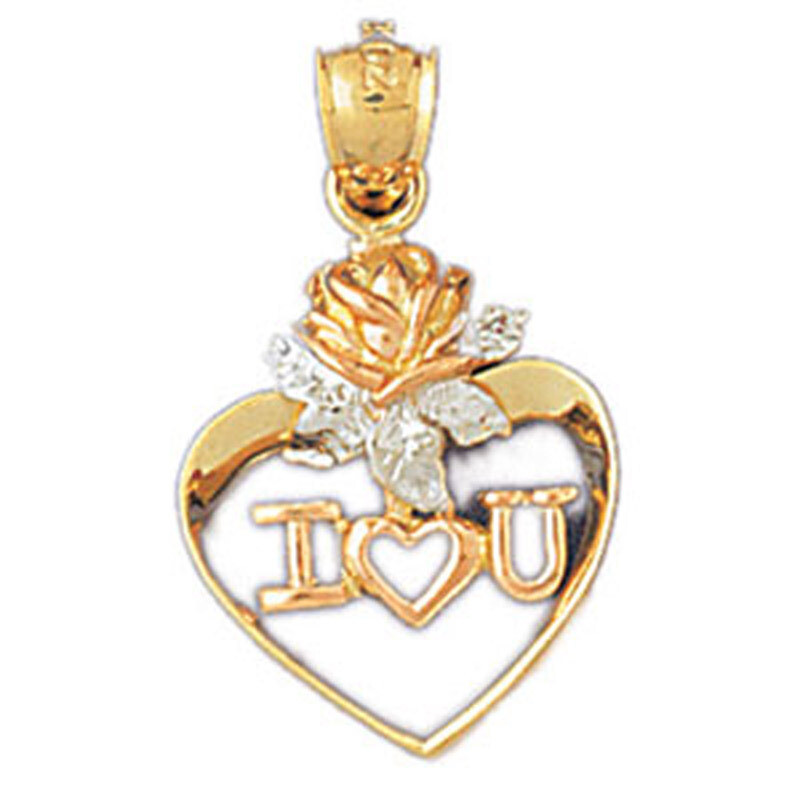 I Love You Pendant Necklace Charm Bracelet in Yellow, White or Rose Gold 10973