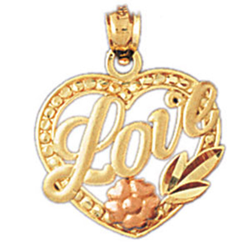 Love Pendant Necklace Charm Bracelet in Yellow, White or Rose Gold 10974