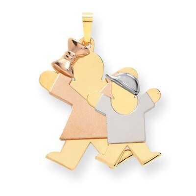 Big Girl &amp; Little Boy Engravable Charm 14k Tri-Color Gold XK641, MPN: XK641, 883957378398