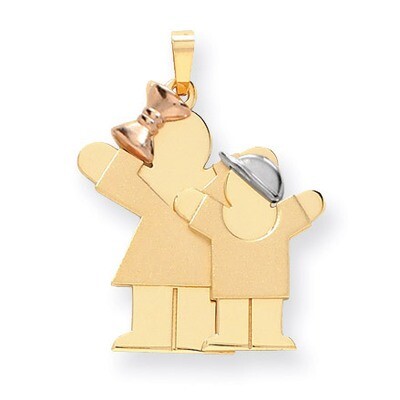 Big Girl &amp; Little Boy Engravable Charm 14k Tri-Color Gold XK637, MPN: XK637, 883957378374