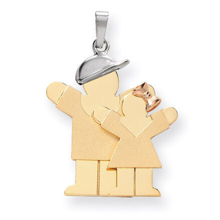 Big Boy & Little Girl Engravable Charm 14k Tri-Color Gold XK638