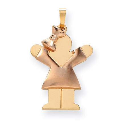 Puffed Girl with Bow on Left Engravable Charm 14k Two-tone Gold XK586