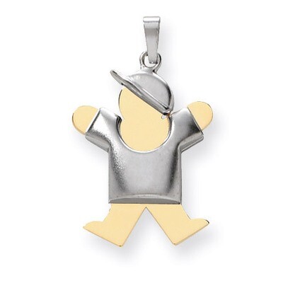 Puffed Boy with Hat on Right Engravable Charm 14k Two-tone Gold XK579, MPN: XK579, 883957415734