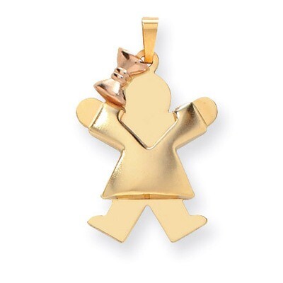 Puffed Girl with Bow on Left Engravable Charm 14k Two-tone Gold XK576, MPN: XK576, 883957415727