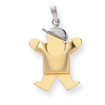 Puffed Boy with Hat on Right Engravable Charm 14k Two-tone Gold XK572, MPN: XK572, 883957415710