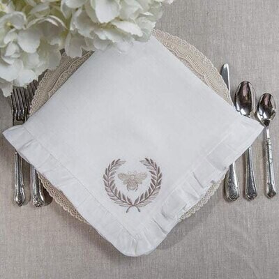 Crown Bumble Bee Ruffle Large Napkin Set of 8 NLG736