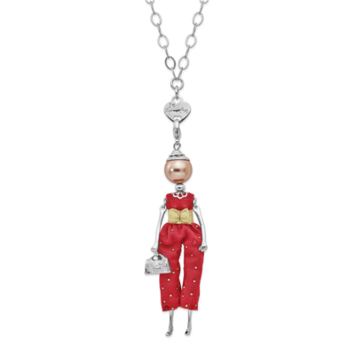 Swar Sim.Pearl Red Pants Doll Charm with Chain Le Amiche Silver-tone by Jere, MPN: JDN121-31,